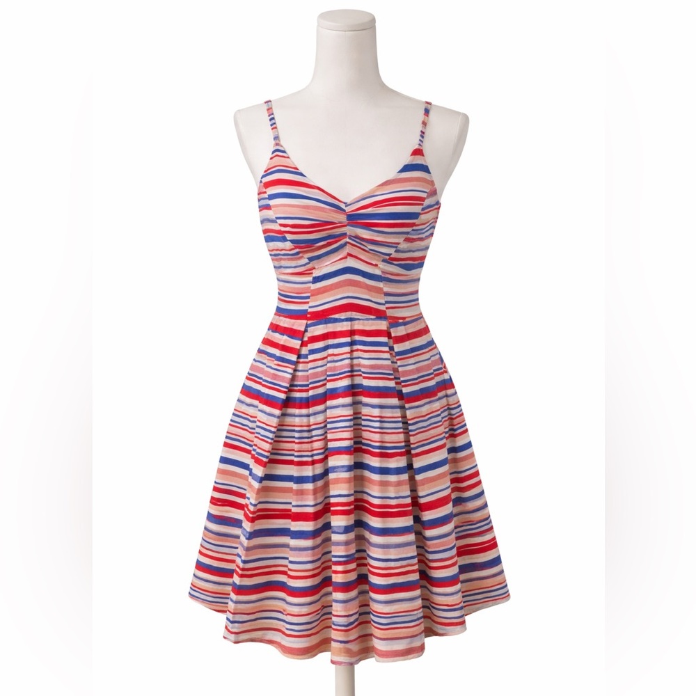 ☀️ Jack. Pretty Striped Sundress Linen Blend & Adjustable Straps Medium M ❤️🤍💙